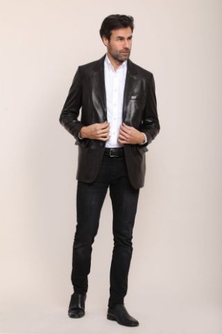 Picture of Siyah Deri Erkek Ceket