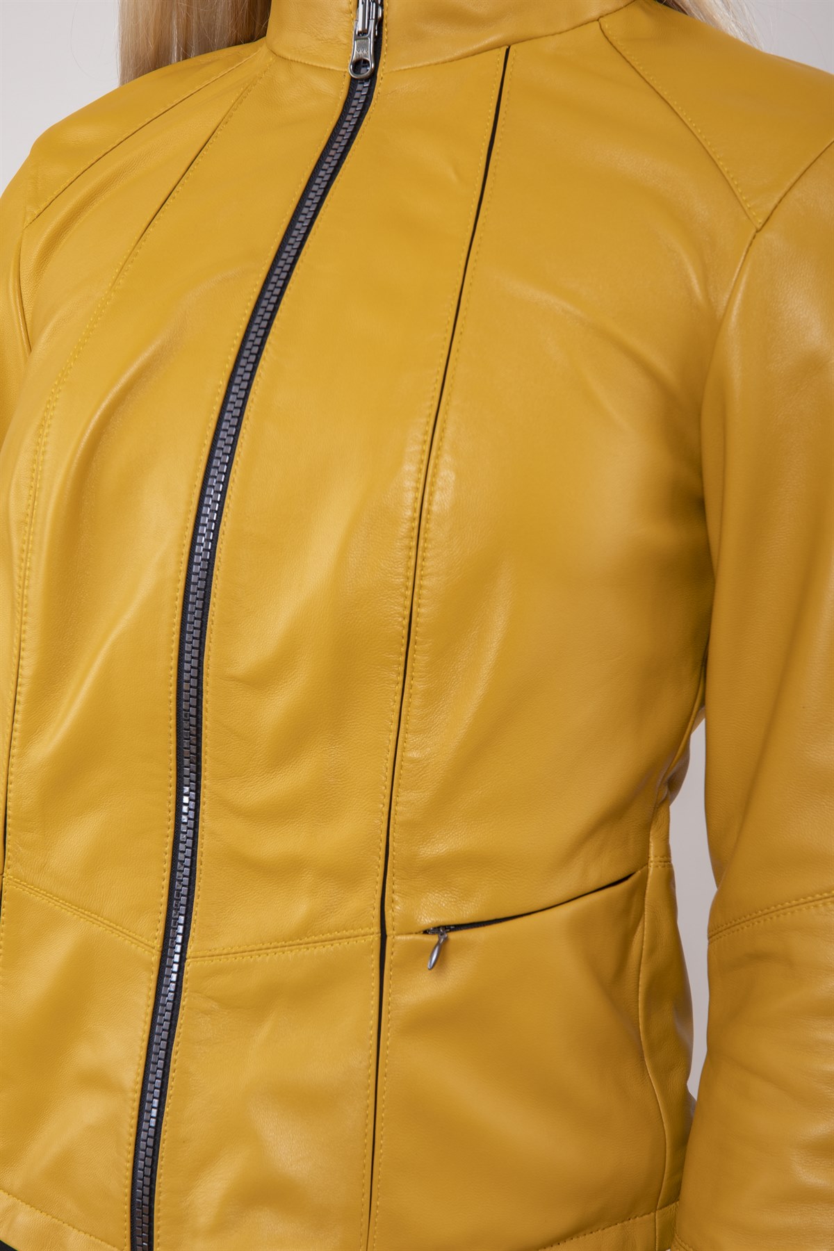 Picture of The best woman yellow leather jacket