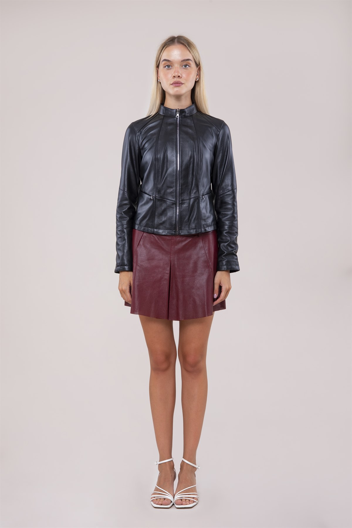 Picture of Female black napa leather shirt