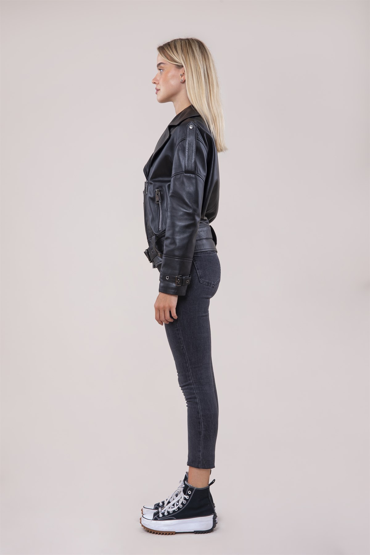 Picture of Female black napa leather jacket
