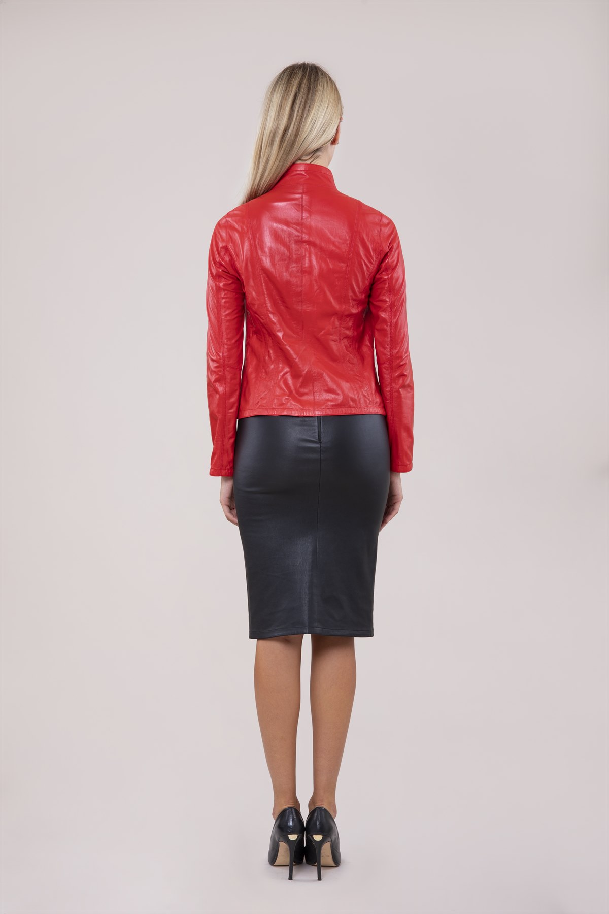 Picture of The best woman red leather jacket