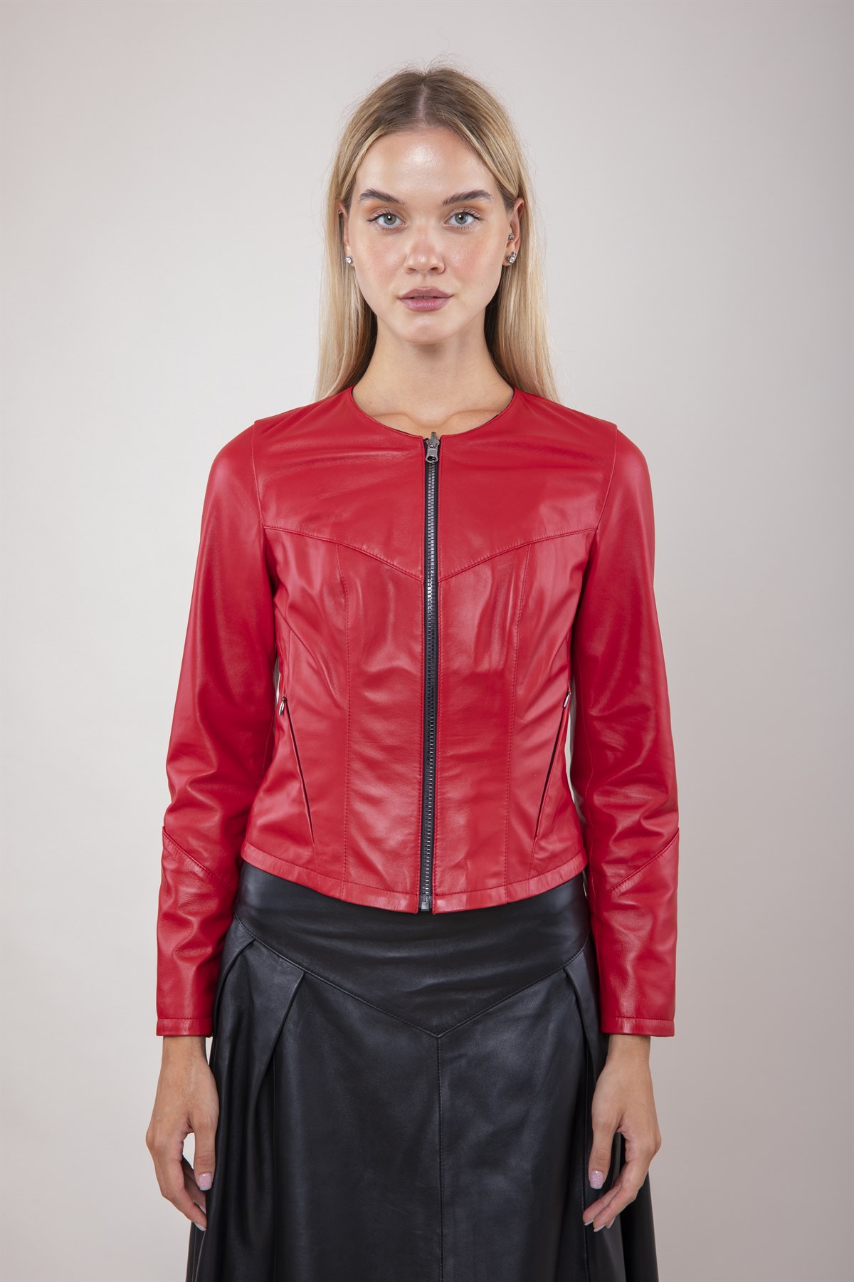 Picture of Bestderi Kadın Kırmızı Deri Ceket