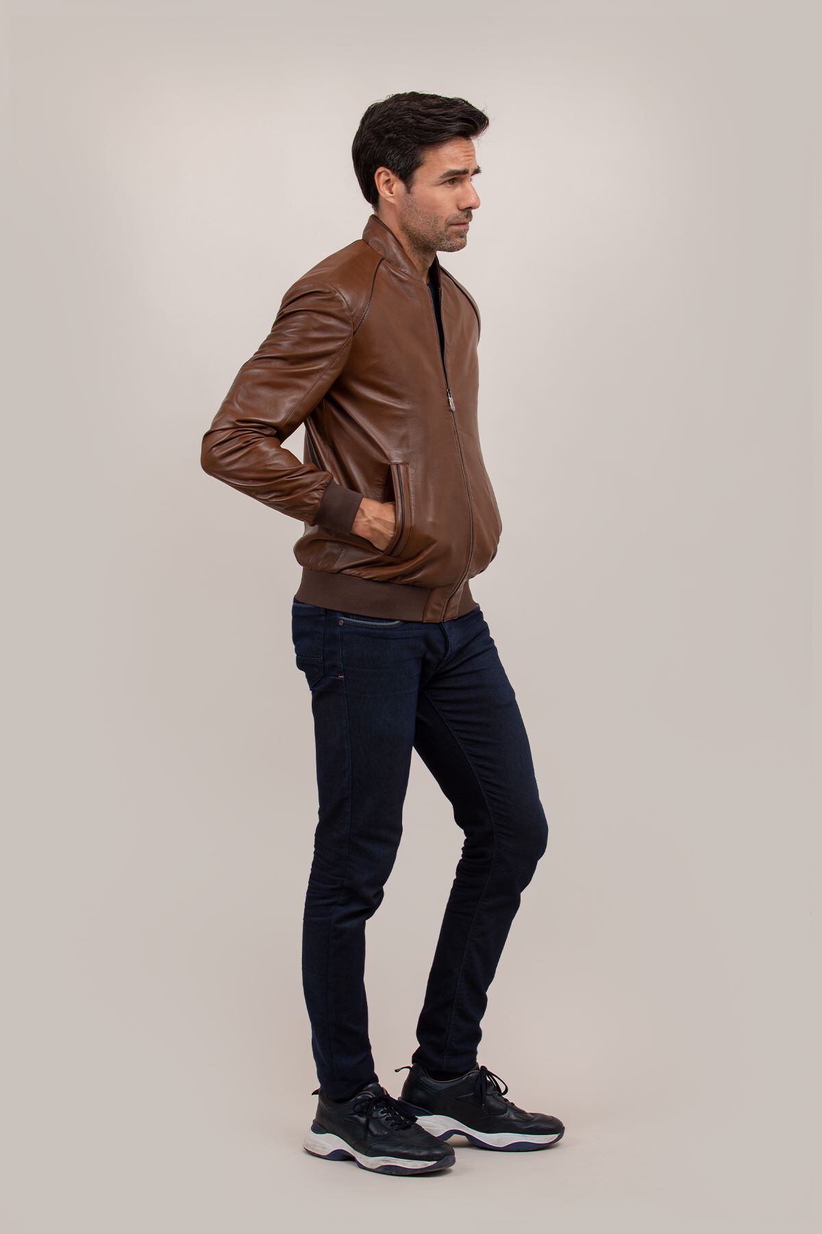 Picture of BESTDERI MEN'S Taba Ancient Leather Jacket