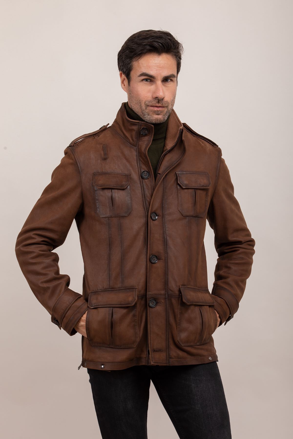 Picture of Men's walnut leather jacket