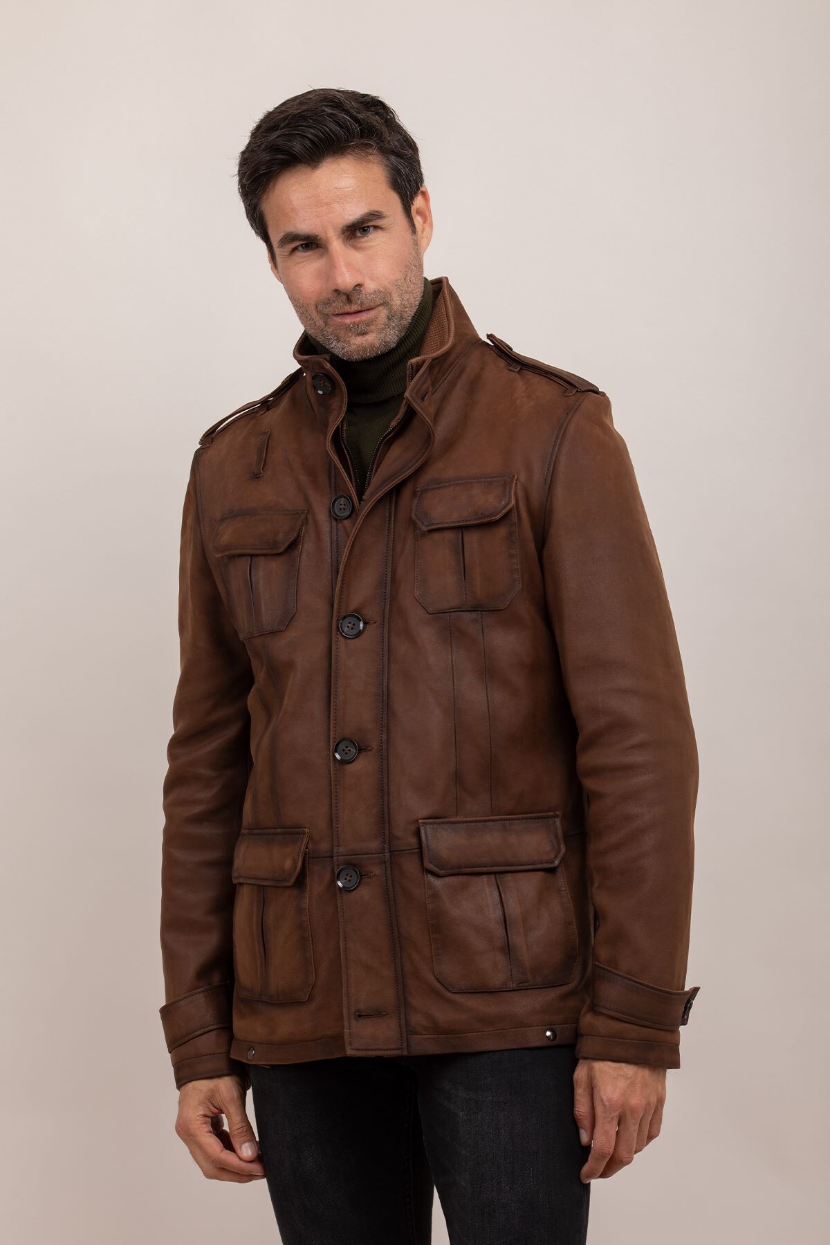 Picture of Men's walnut leather jacket