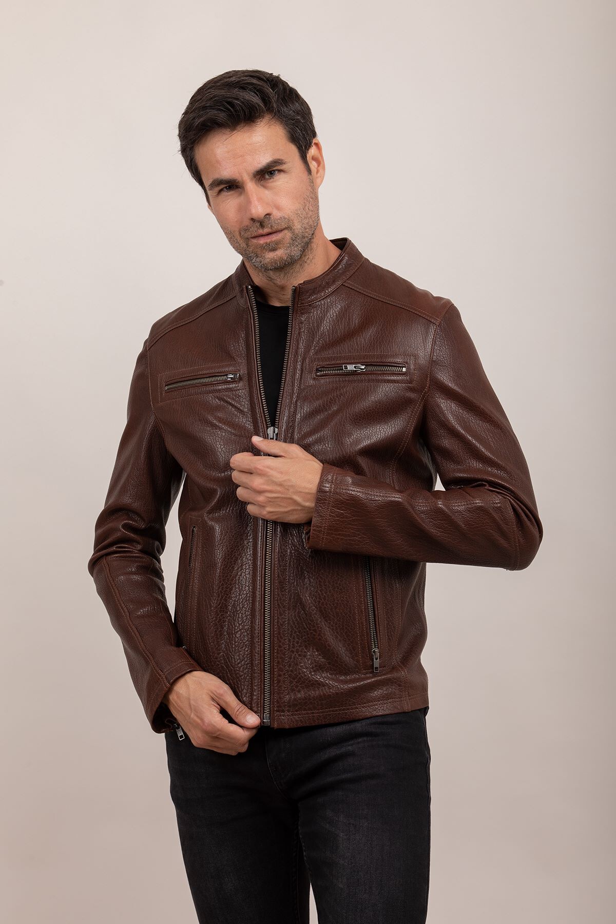 Picture of BestDerei Men's HD-515 Leather Jacket