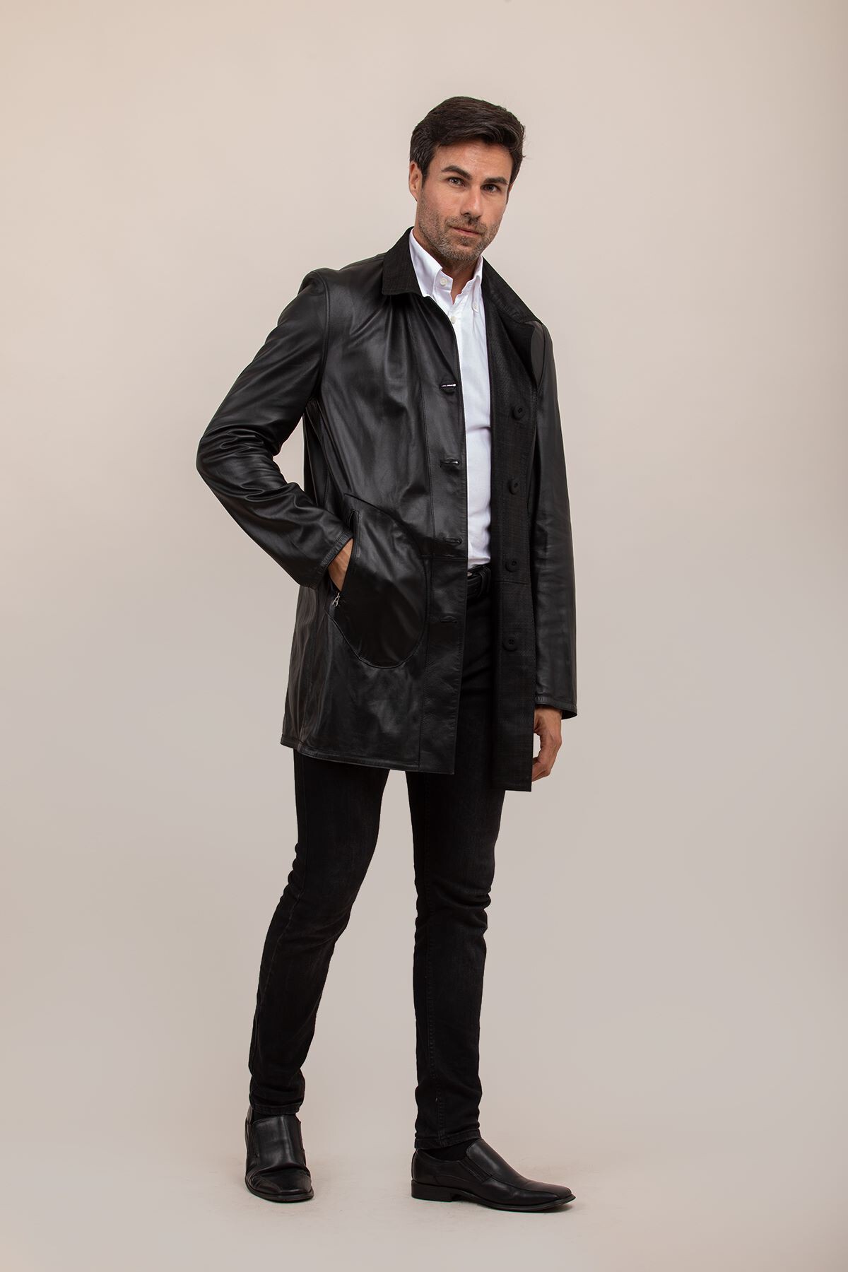 Picture of The best men's black leather coat