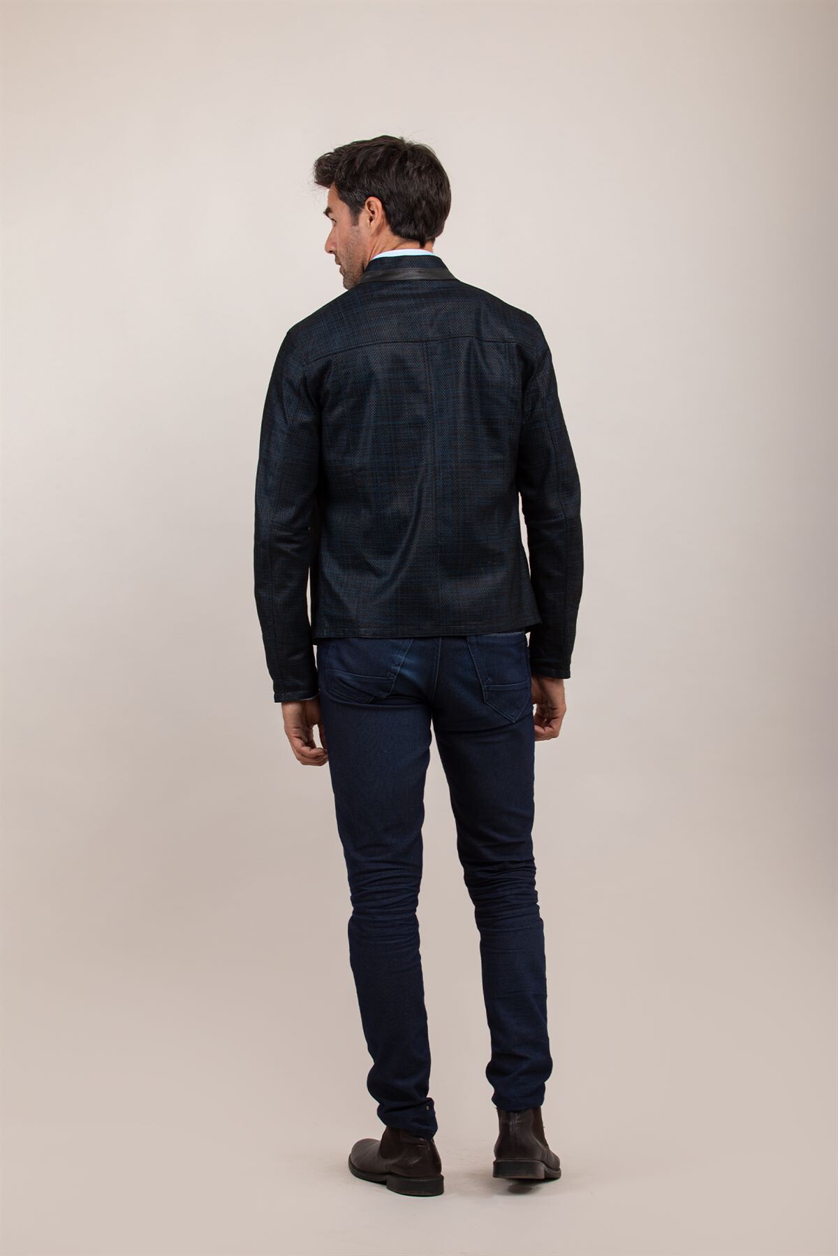 Picture of Men's Blue Leather Jacket