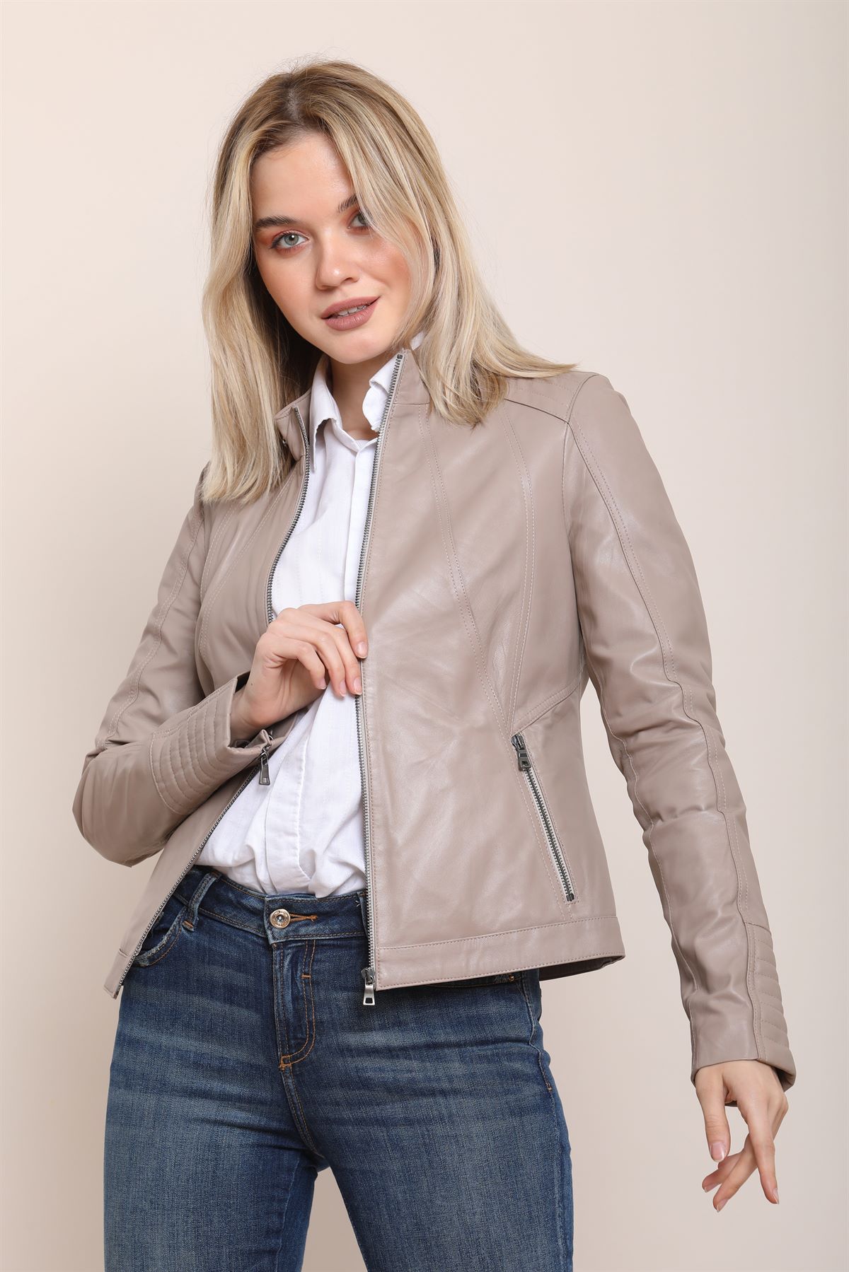 Picture of BestDeri female mink leather jacket