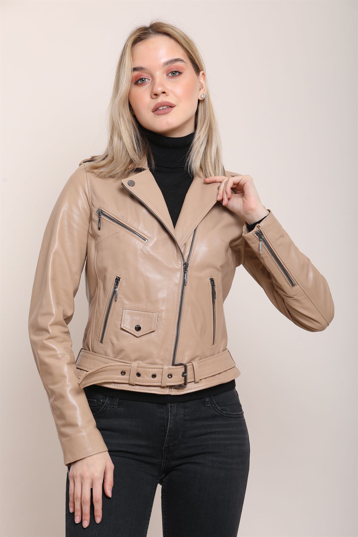 Picture of BestDerei Female Nugat Leather Jacket