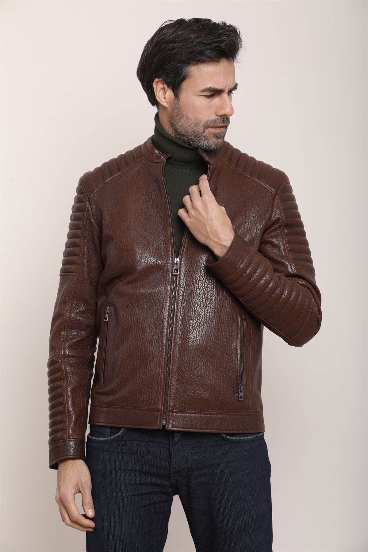 Picture of BestDerei Men's HD-515 Leather Jacket