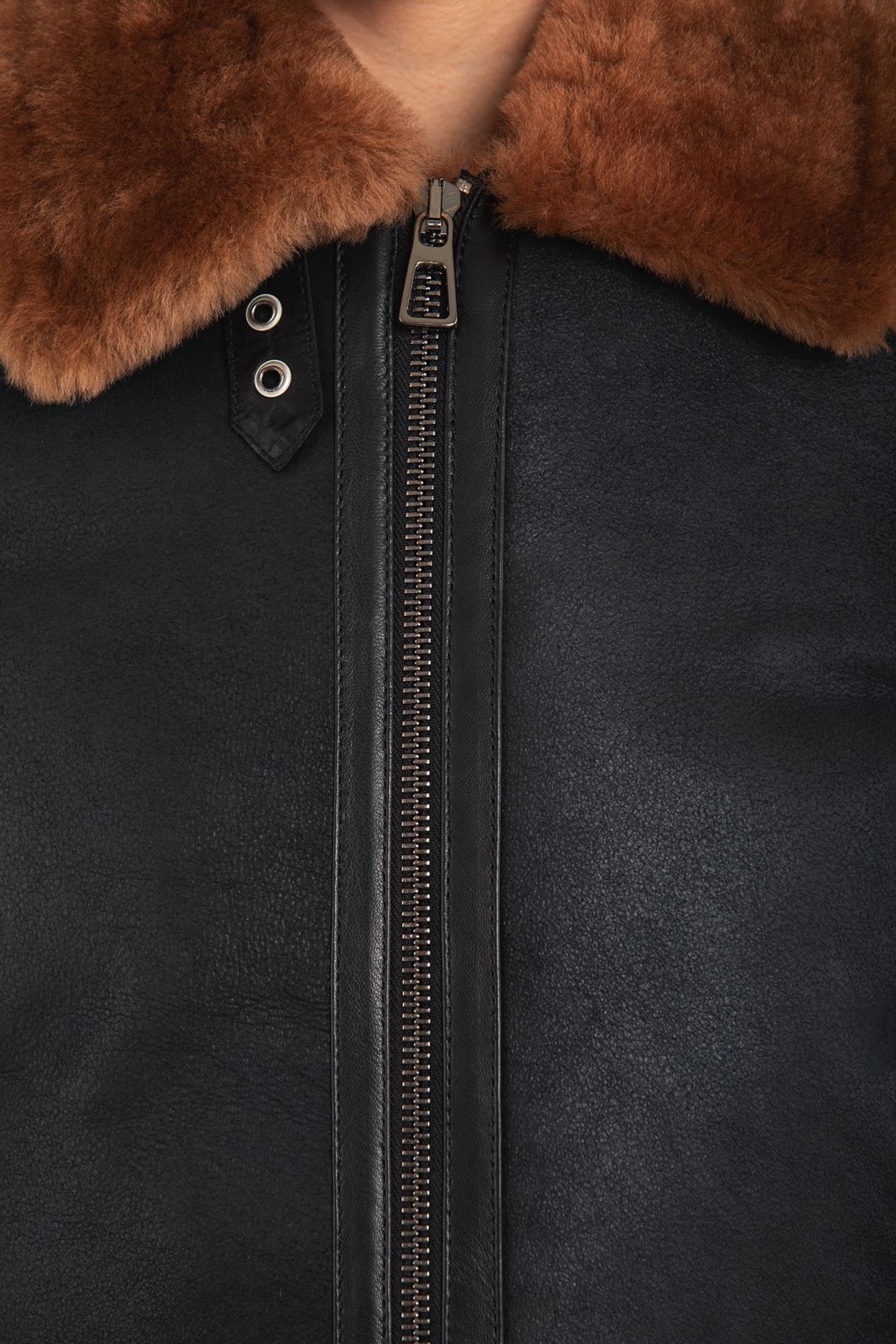 Picture of Bestderi Kadın Siyah Camel Kürk Ceket