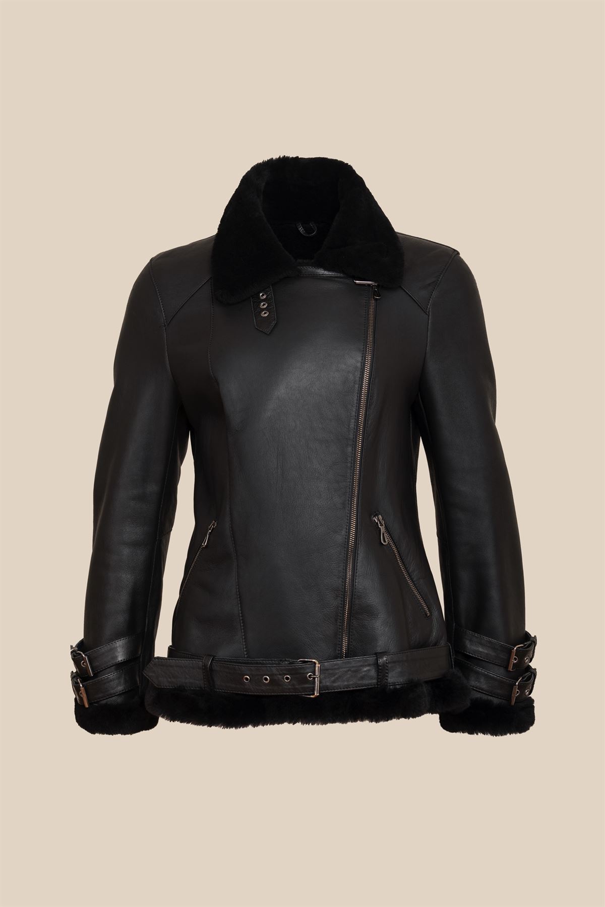 Picture of Bestderi Kadın Siyah Kürk Ceket