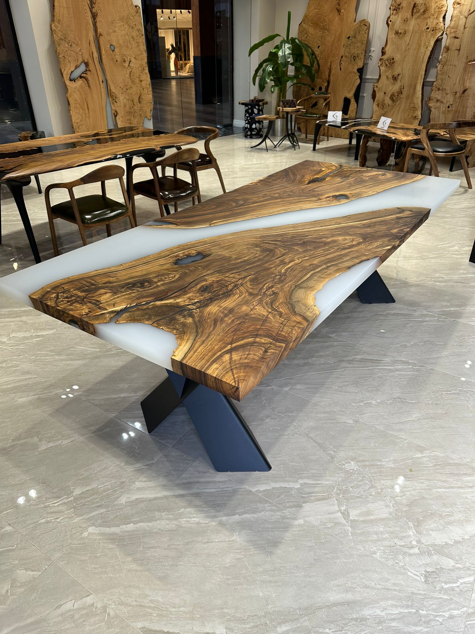 Picture of Ready to Ship 98'' x 43'' Hackberry Wood Dining Table 
