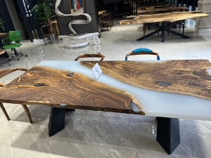 Picture of Ready to Ship 98'' x 43'' Hackberry Wood Dining Table 