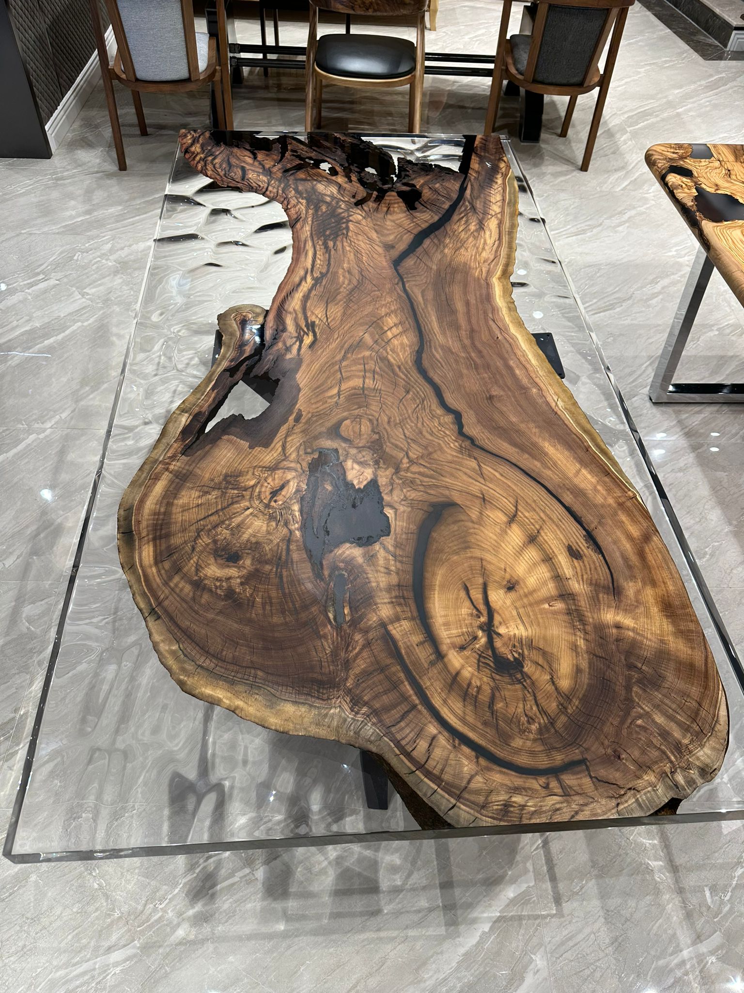 Live Edge Epoxy Dining Table - In Stock