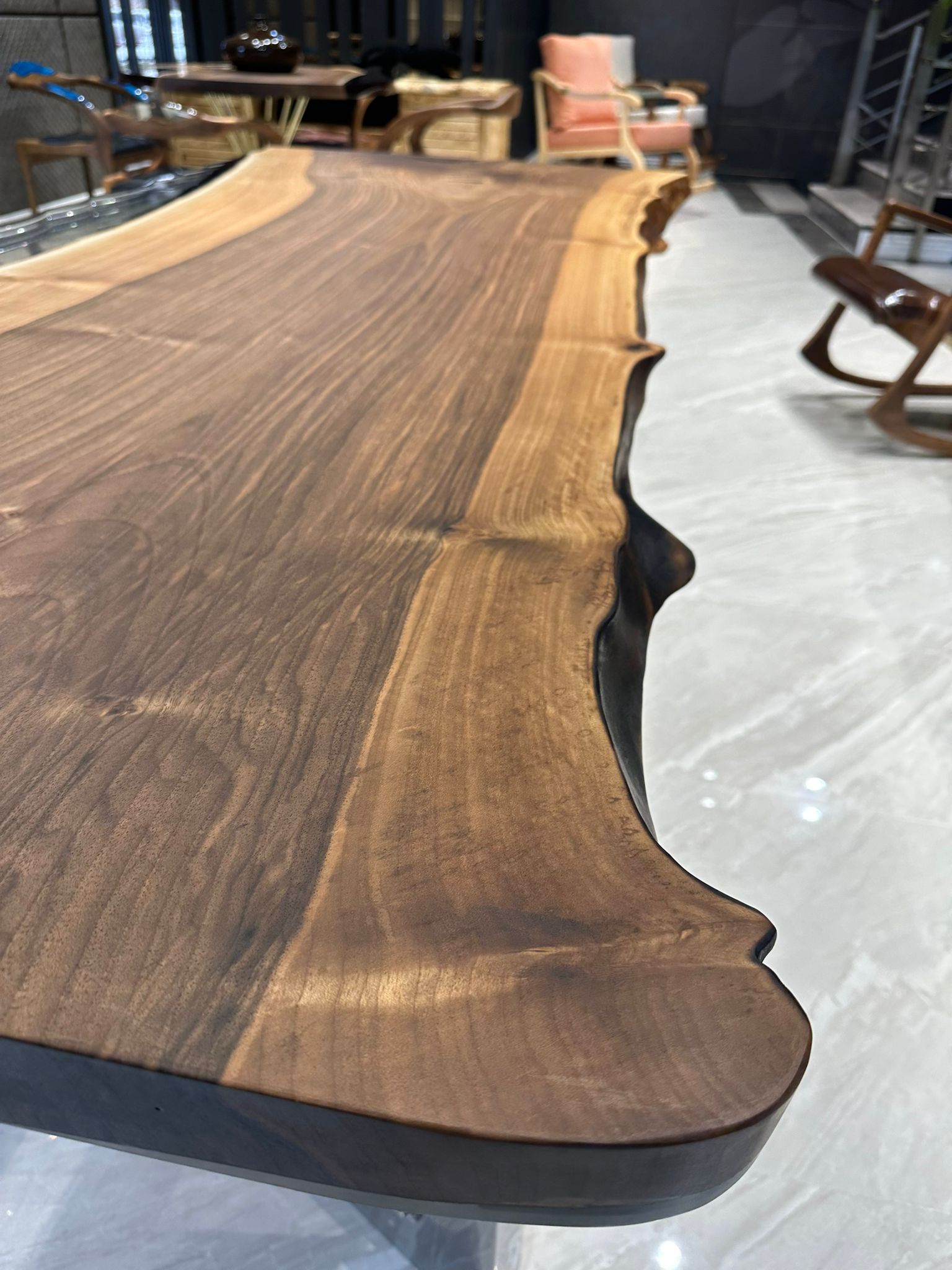 Picture of Ready to Ship 78'' x 31'' Walnut Slab Dining Table 