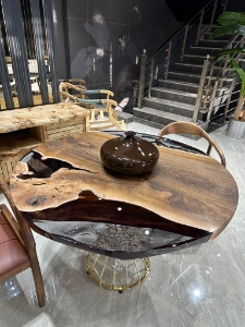 Picture of Ready to Ship 47'' Walnut Slab Epox Coffee Table 