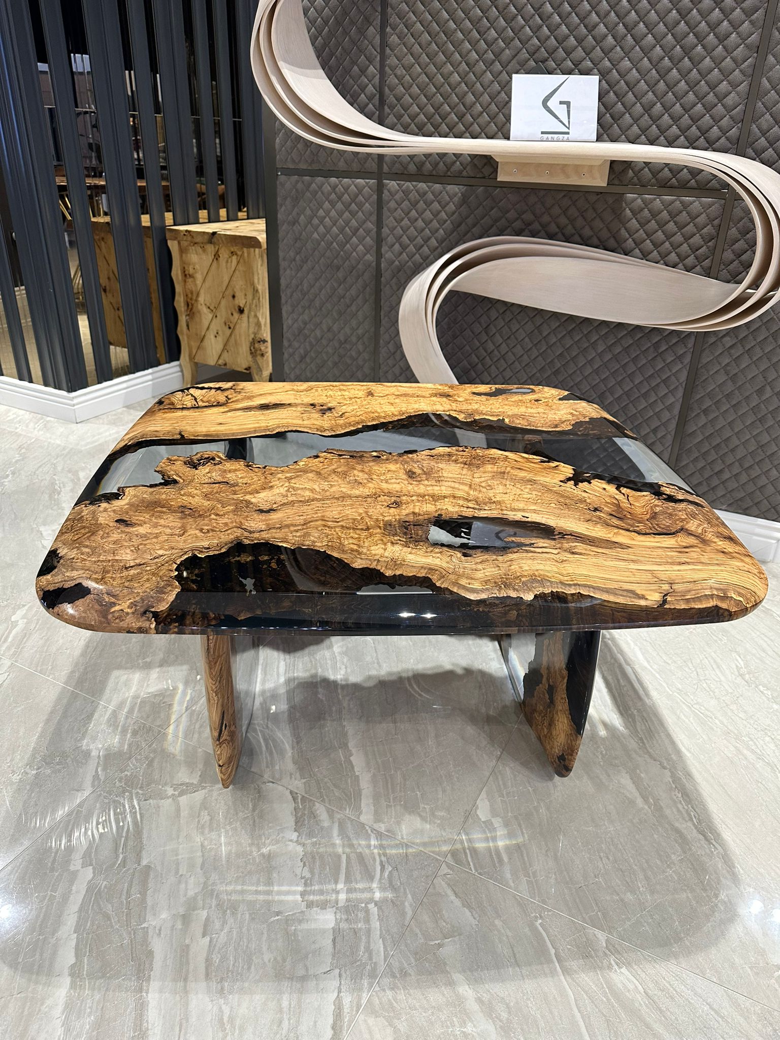 Picture of Ready to Ship Olive Wood Epoxy Coffee Table 