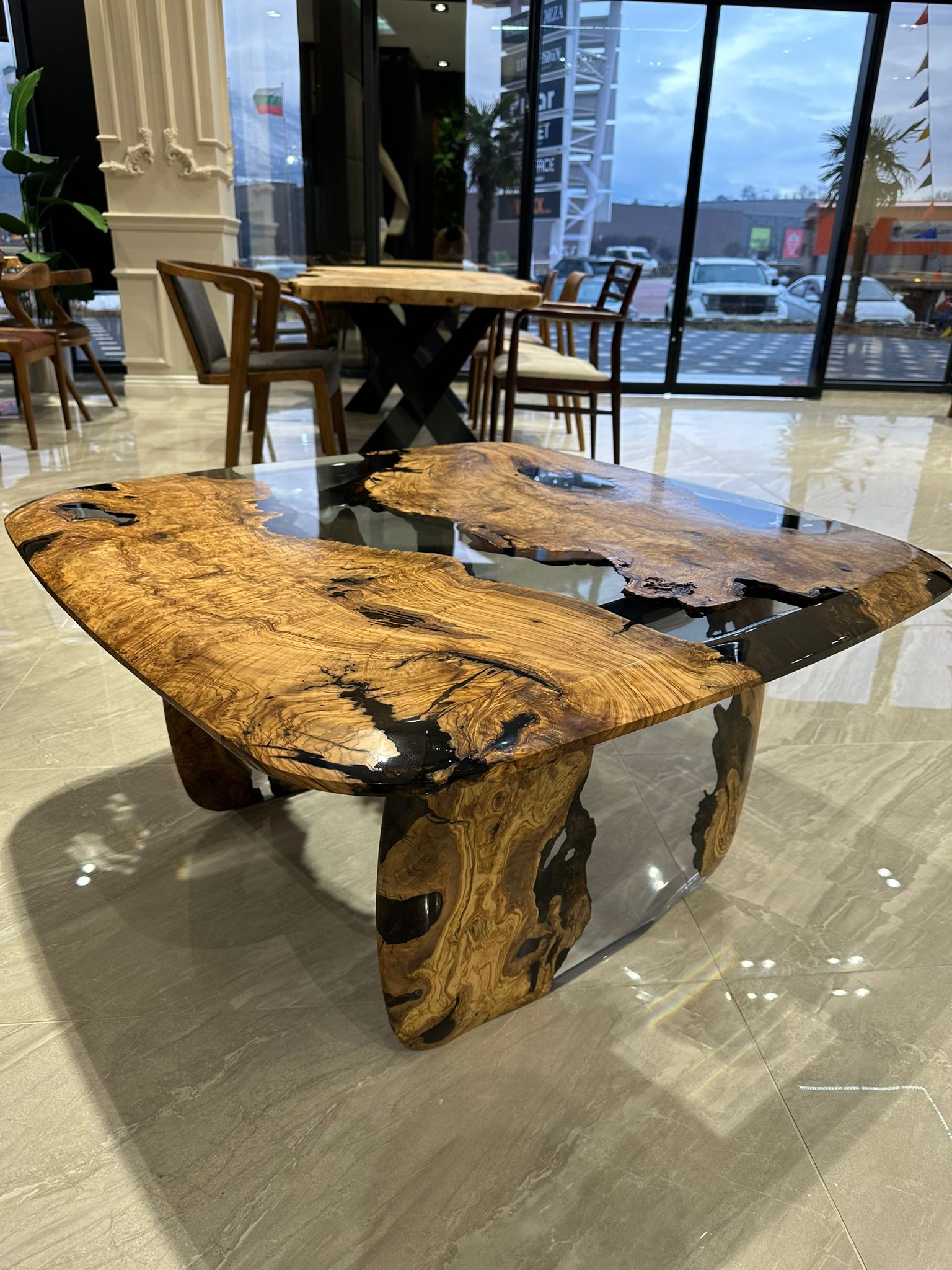 Picture of Ready to Ship Olive Wood Epoxy Coffee Table 