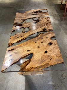 Picture of Olive Wood Clear Epoxy River Table Top 