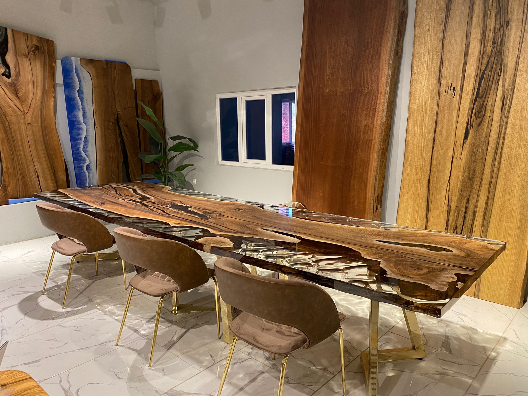 Picture of Walnut Wood Dining and Meeting Table 