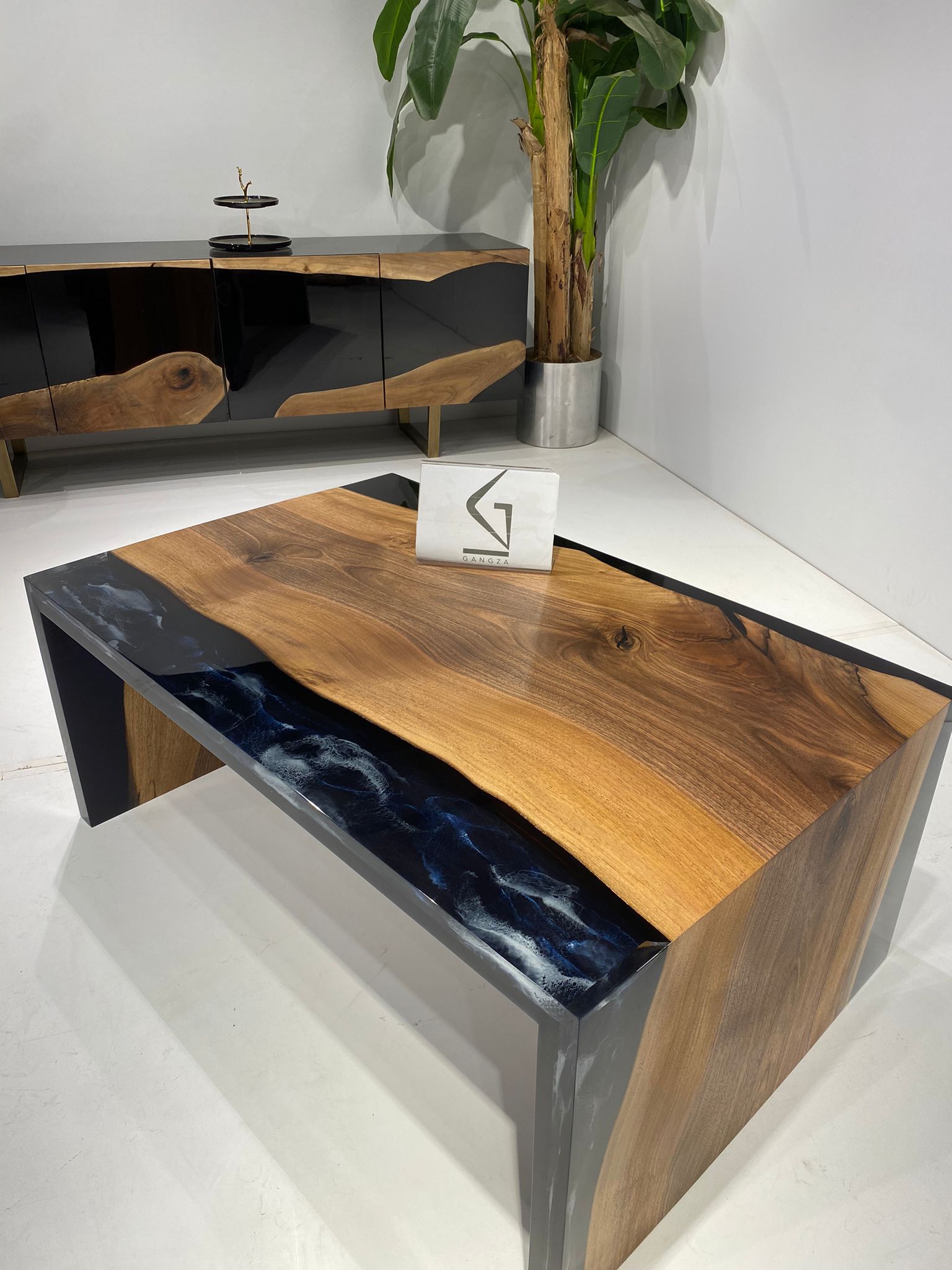 Picture of Custom Order Waterfall Coffee Table | Live Edge Resin Table |Epoxy Coffee Table 