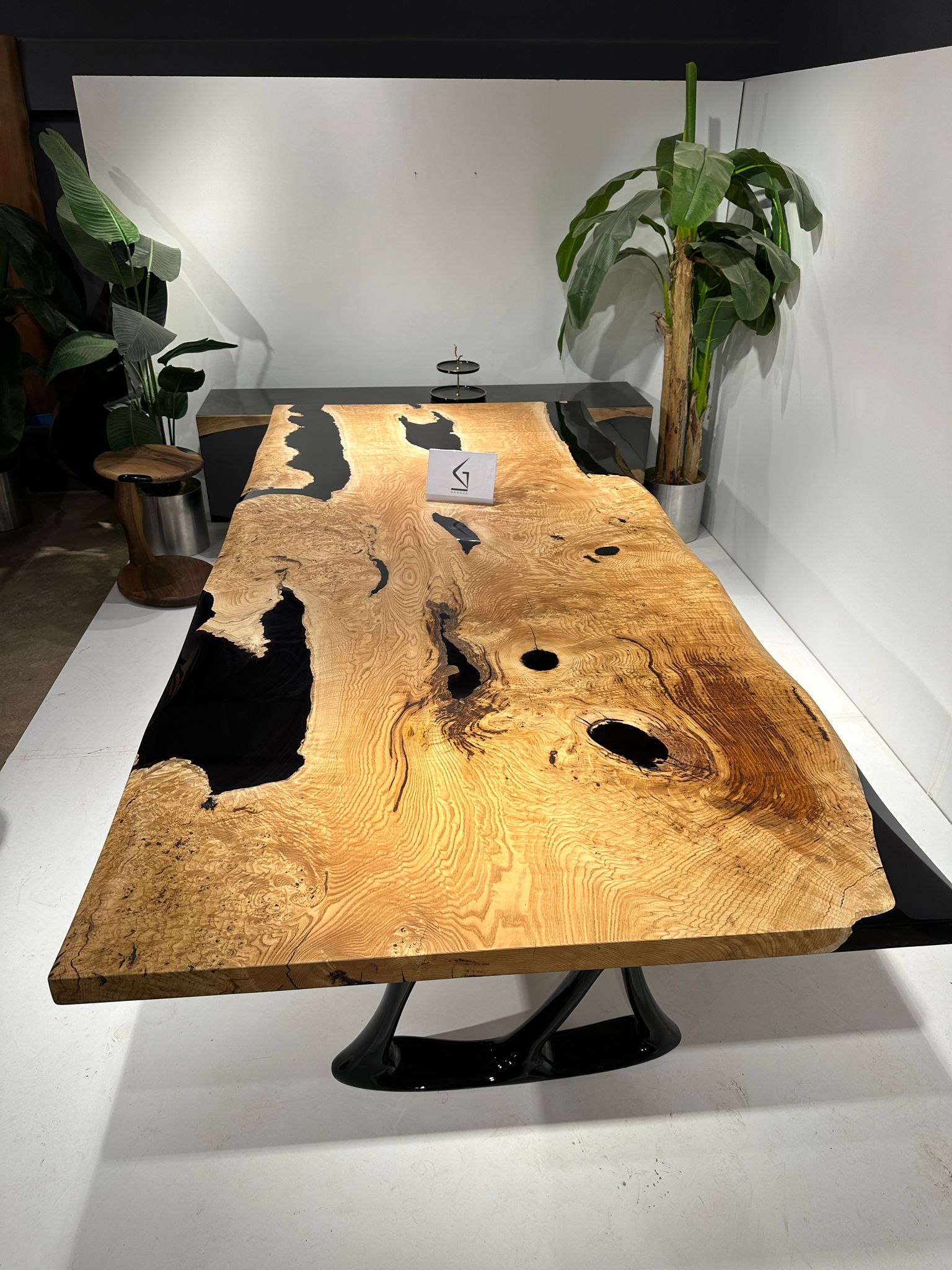 Picture of Wooden Dining Table | Live Edge Chestnut Wood | Farmhouse Table 