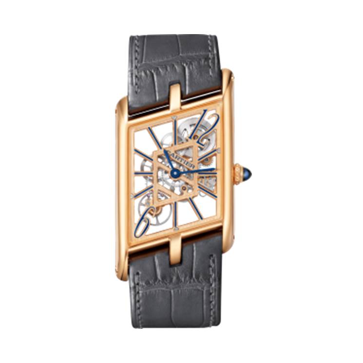 Picture of TANK ASYMETRIQUE SKELETON - PINK GOLD HAND-WOUND