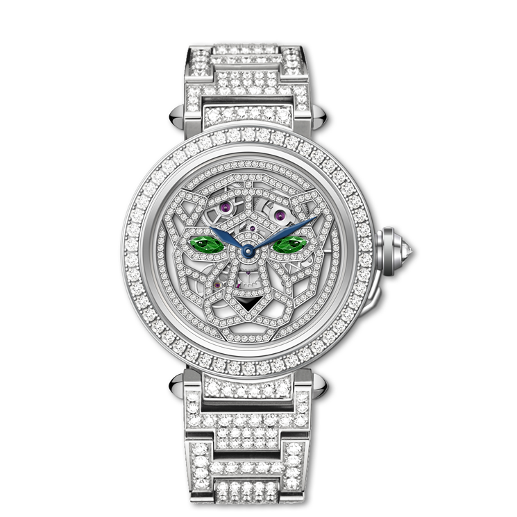 Picture of PASHA DE CARTIER PANTHERE - WHITE GOLD DIA. HAND WOUND 41 MM