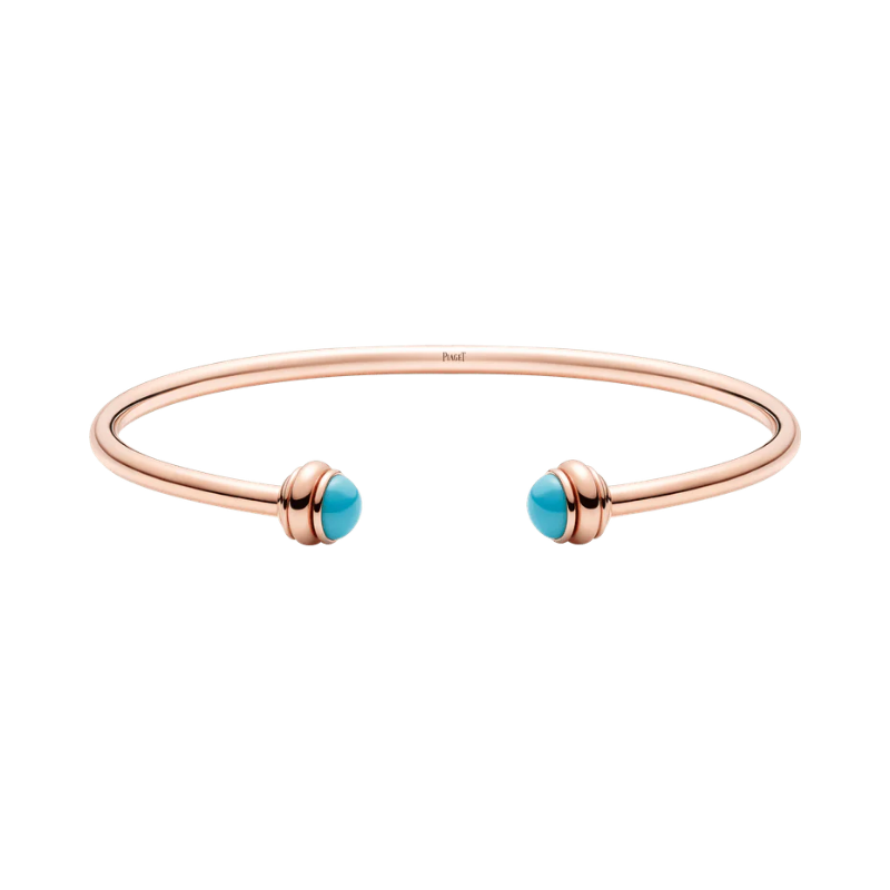 Picture of PIAGET Rose Gold Turquoise Cabochons Diamond Open Bangle Bracelet