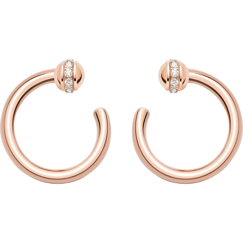 Resim PIAGET Rose Gold Diamond Open Hoop Earrings