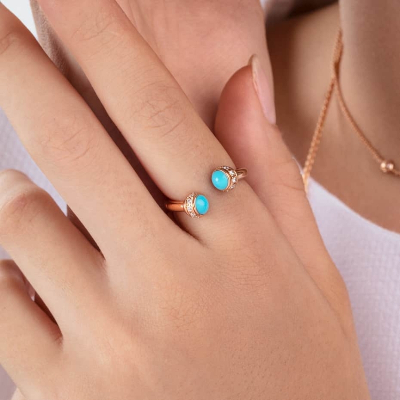 Resim PIAGET Rose Gold Possession Turquoise Diamond Open Ring