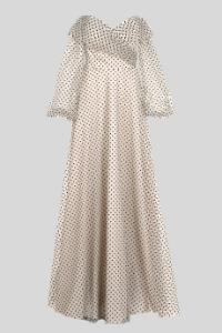 Resim  Kalp Yaka Uzun Kollu Puantiyeli Abiye Elbise