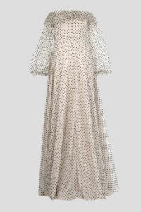 Resim  Kalp Yaka Uzun Kollu Puantiyeli Abiye Elbise