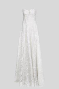 Resim Helen Dantel Kaplı Straplez Beyaz Abiye Elbise