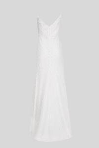 Resim Rachel Püsküllü Kumaş Kırık Beyaz Abiye Elbise