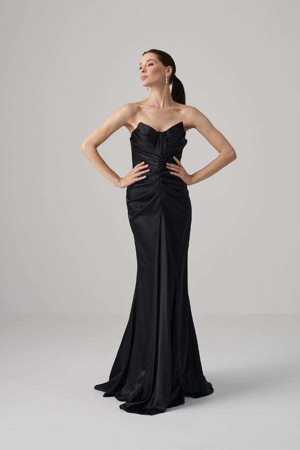 Picture of Lidia Front Drarap Black Dress