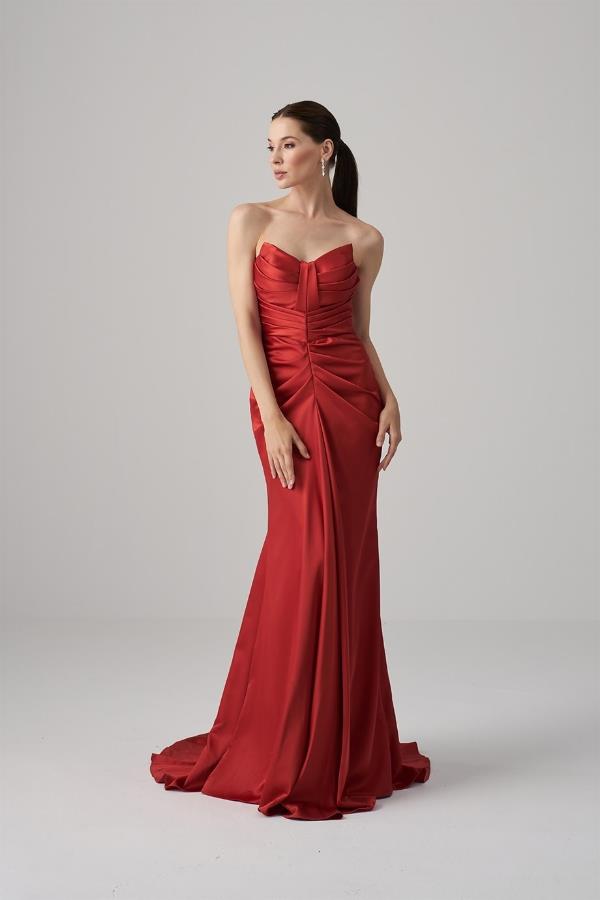Picture of Lidia Front Drarap Red Dress