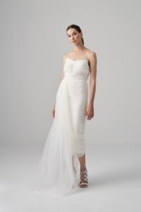 Picture of Joan Drapeli White Tulle Midi Dress