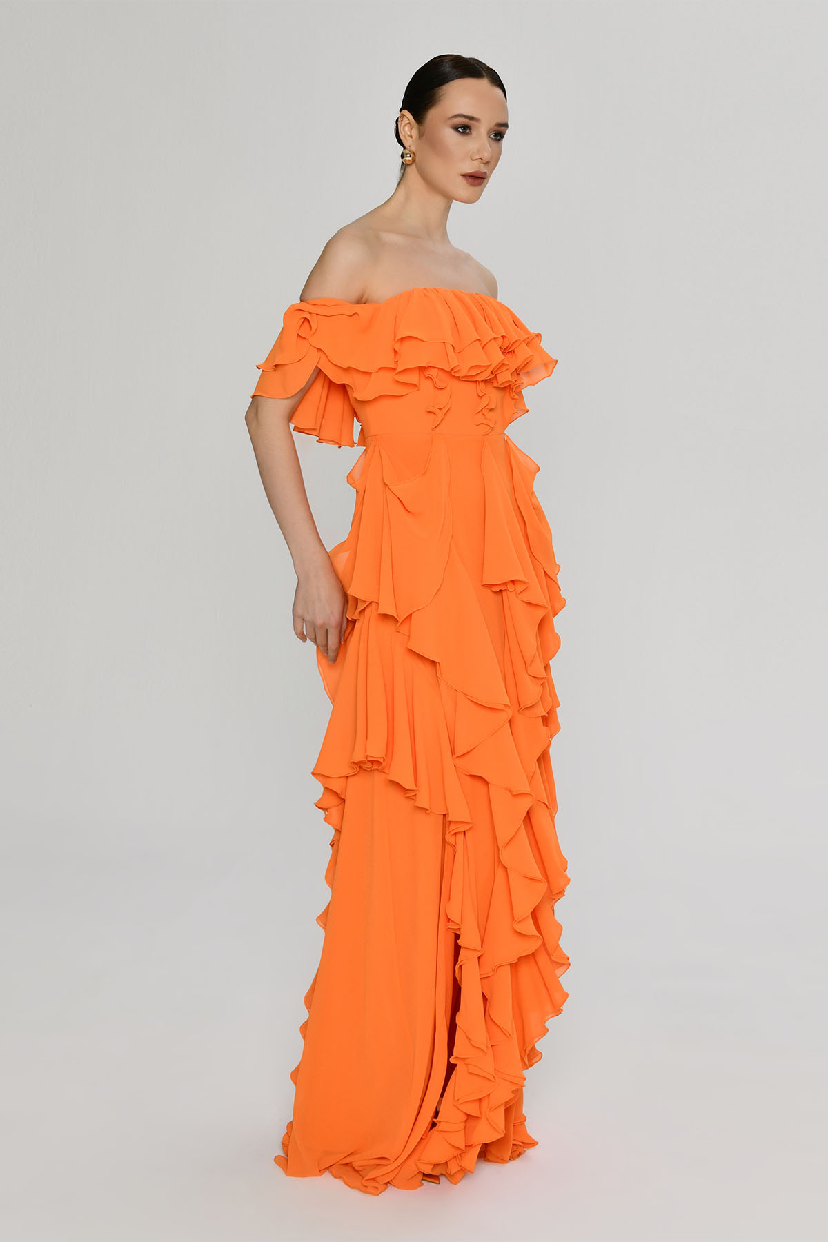 Resim Vienna Multi Şifon Fırfırlı Volanlı Elbise
